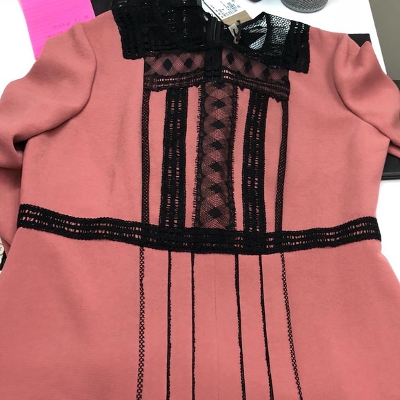 Bottega veneta pink black lace short sleeve dress - Picture 2 of 3